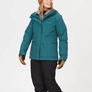 MARMOT Refuge Womens M Hooded Ski Parka/Jacket/Coat Dark Jungle